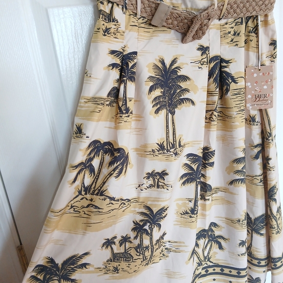 Her Destiny tropical beach belted skirt size L NWT coastal grandma resort cruise - Picture 3 of 8